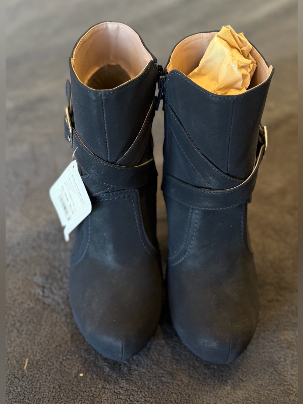 Women’s Ankle Boots in blue - Stylish Buckle Detail